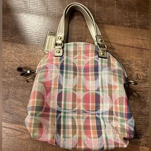 Plaid Coach Purse w/o crossbody strap